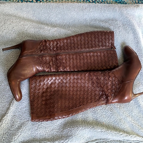 Cole Haan Shoes - Cole Haan Stiletto Heel tall brown weaved Boots